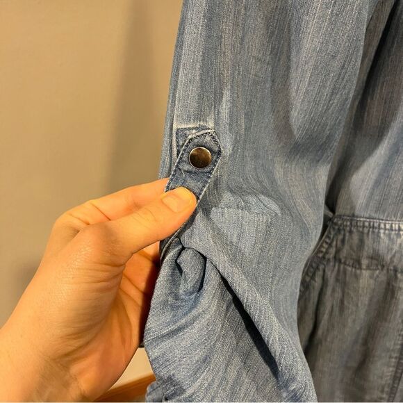 Harve Benard Blue Denim long sleeve button down Dress size medium - Picture 4 of 14